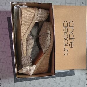 Andre Assous Beige Wedge Espadrilles